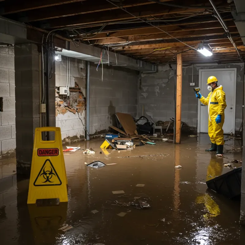 Flooded Basement Electrical Hazard in North Manchester, IN Property